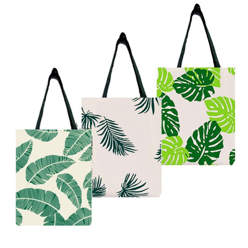 Totebag Pakai Resleting Daun Abstrak Tas Kuliah
