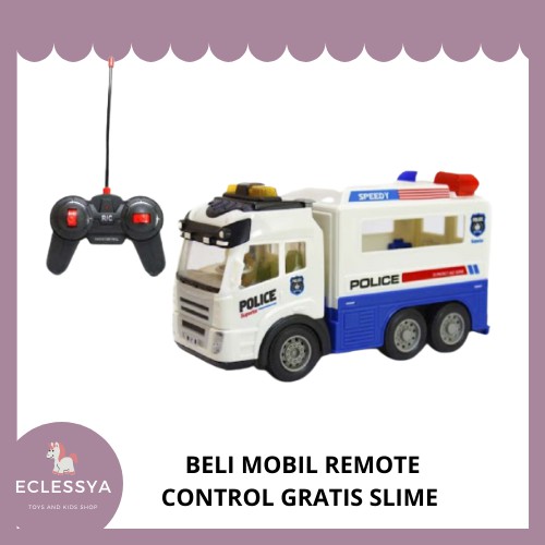 [GRATIS SLIME] Mainan Edukasi Anak Mobil Remot Control Polisi Besar Frekuensi 27Mhz