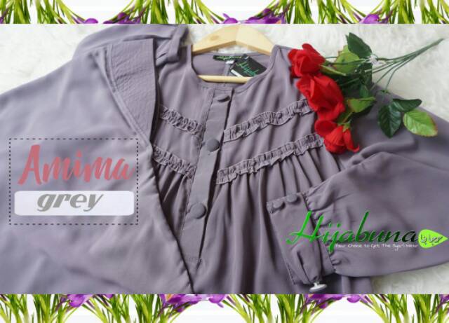 Set gamis+jilbabSelutut+cadar Amima Hijabuna xxl grey
