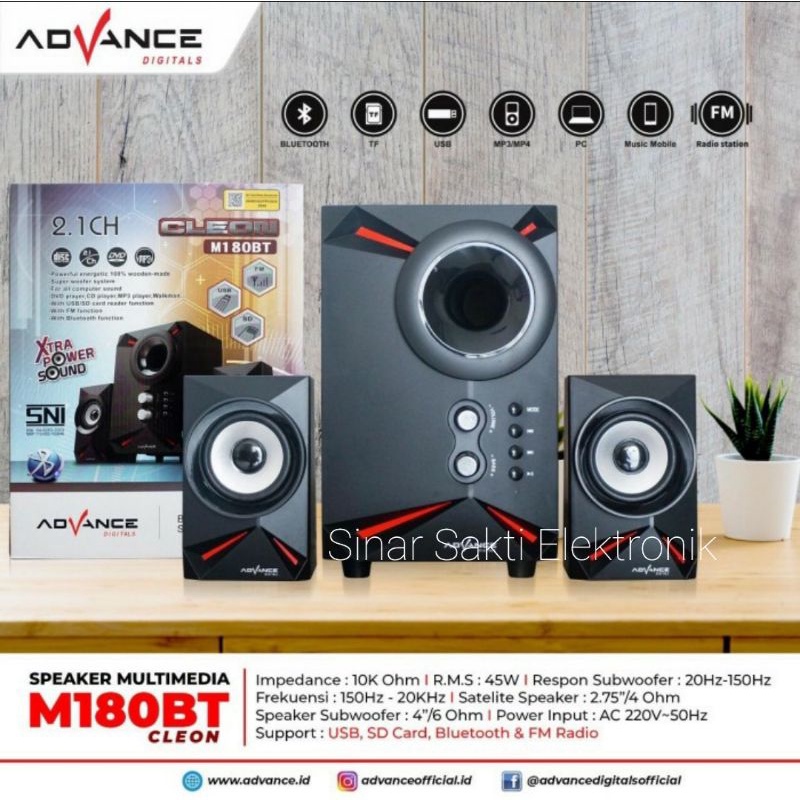 Speaker Advance Aktif Portable M180BT Bluetooth SUPER BASS CLEON Komputer