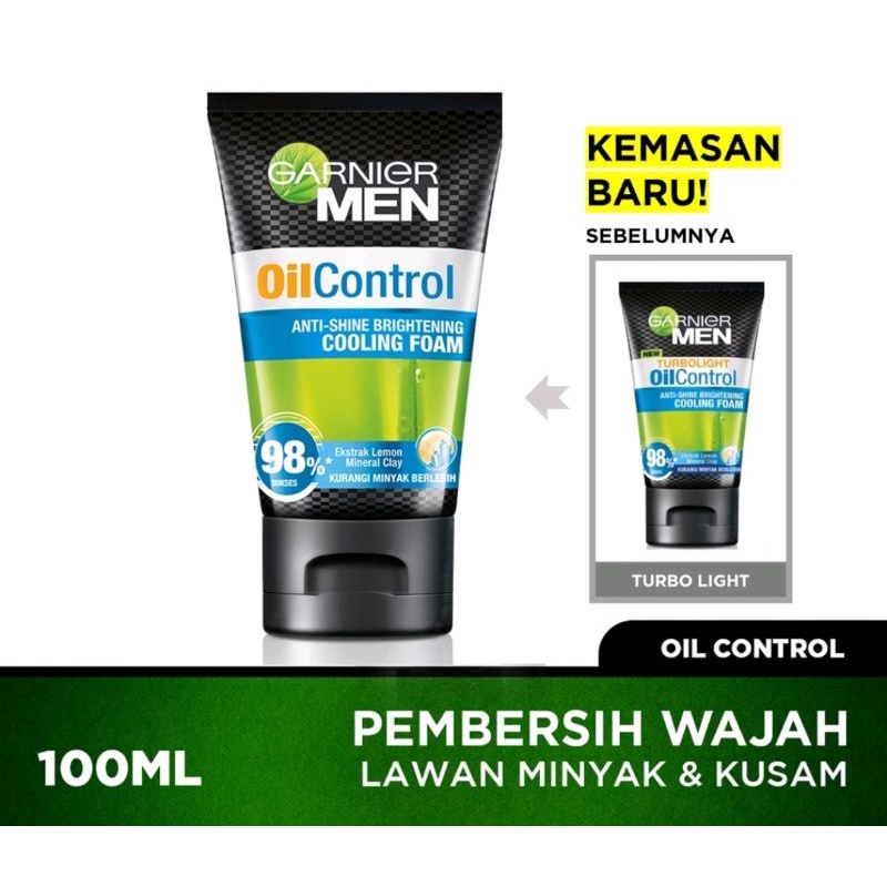 Garnier Men Series ~ Acno Fight | Anti Acne Scrub | Turbolight Power White Oil Control Whitening Wasabi Matcha Foam Cleanser | Sabun Pembersih Wajah Pria 50ml 100ml