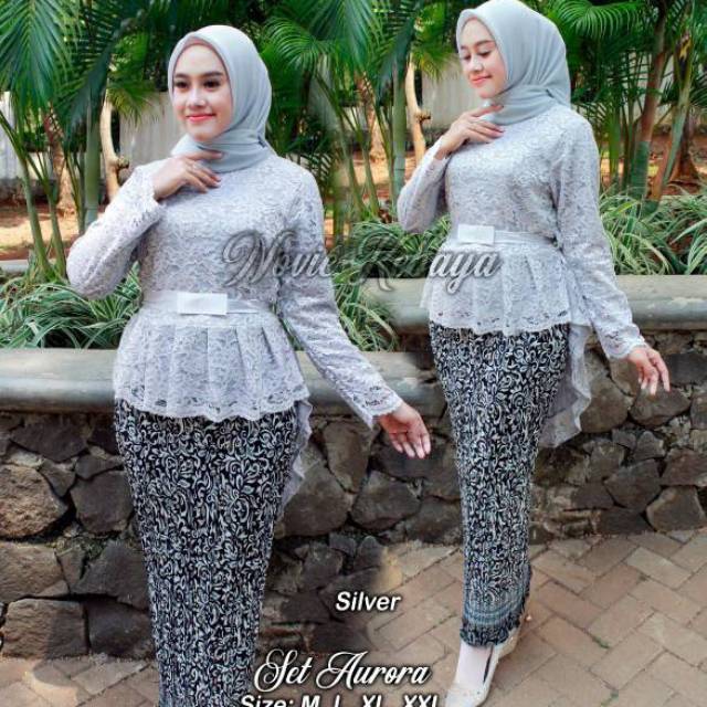 Real Pict Set Kebaya Brukat Aurora / Kebaya Modern / Kebaya Wisuda / Kebaya Remaja