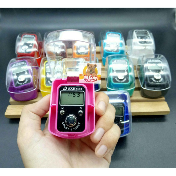 Jam Tasbih Digital Mini Finger Counter Penghitung Jari w/ JAM KOTAK