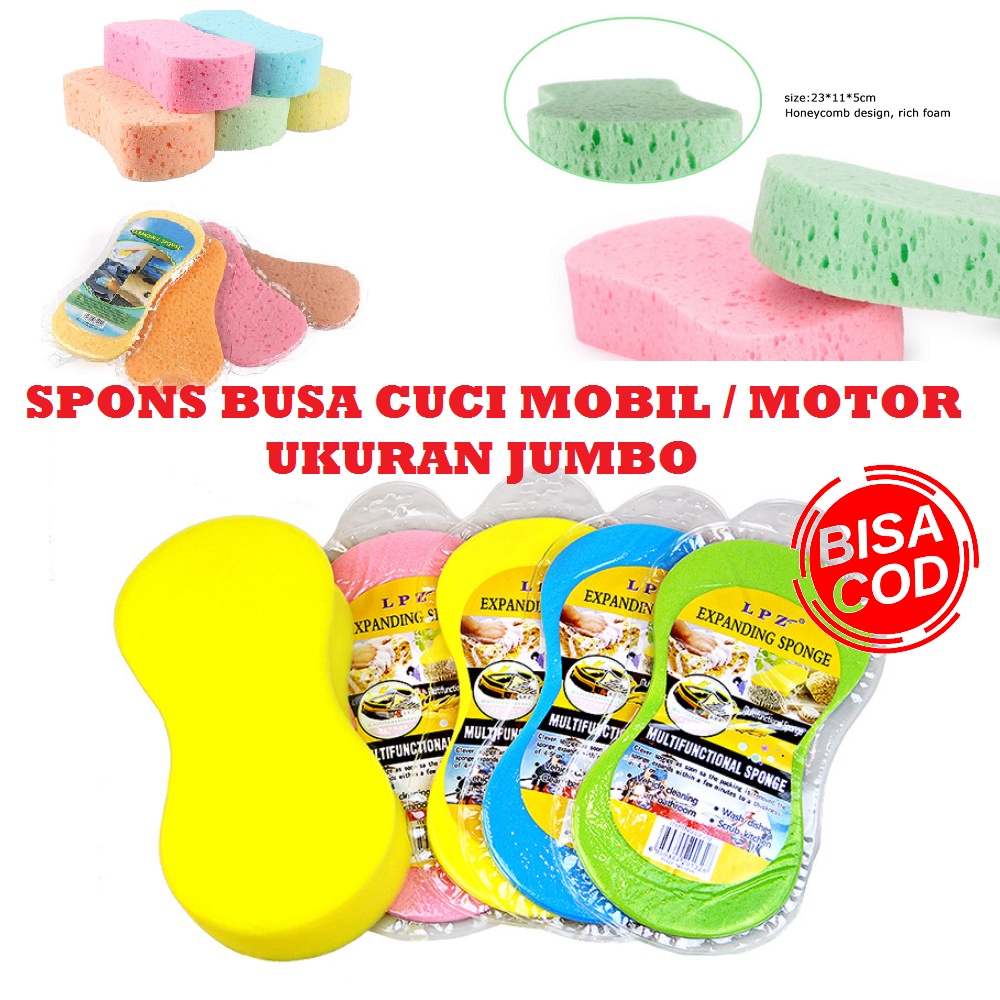 SPONS SPONGE BUSA CUCI UKURAN BESAR JUMBO WARNA RANDOM SEPEDA, MOBIL, TRUK, KAMAR MANDI, KACA, PIRING