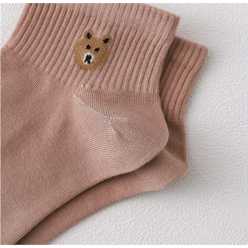 [ COD ] Kaos Kaki Wanita Motif Brown Lucu Tebal Semata Kaki Pendek Ankle Sock Women Socks / Kaos Kaki Pendek Semata Kaki Motif Hewan Beruang / Kaos Kaki Cewek Lucu / Kaoskaki Pendek Perempuan / Kaos Kaki Brown-4