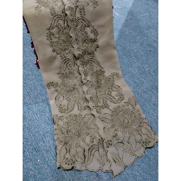 kain kebaya bordir flamboyan (hanya kain)