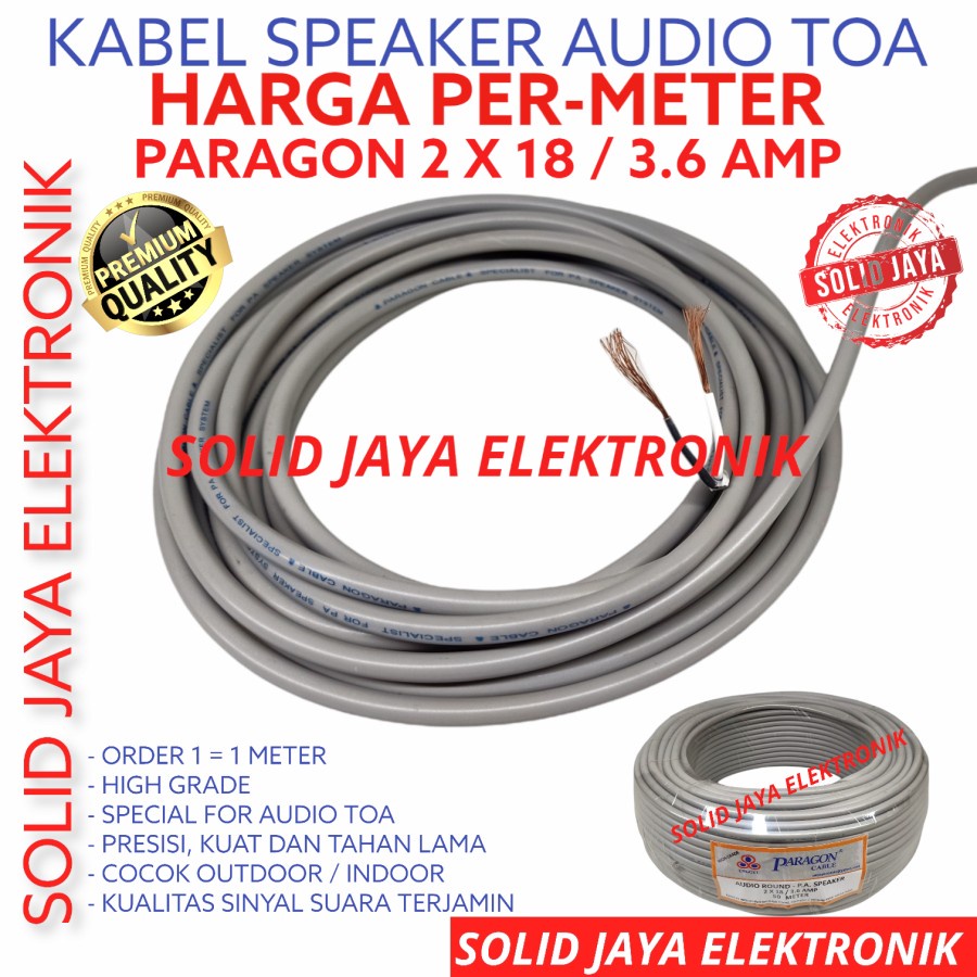 KABEL SPEAKER TOA METERAN PARAGON 2X18 CORONG KABEL PA PARAGON SPESIALIST TOA 2 X 18 / 3.6 AMP KABEL AUDIO KHUSUS SPEAKER TOA AUDIO KABEL SPEAKER AUIDO SOUND SYSTEM - 1 METER ECERAN ECER ASLI ORIGINAL ORI