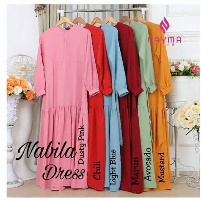 Nabila Dress Gamis Polos Syari By Nayma