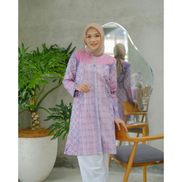 TUNIK BATIK MODERN SOFTCOLOR KAWUNG || ATASAN WANITA || M-L-XL-XXL-XXXL