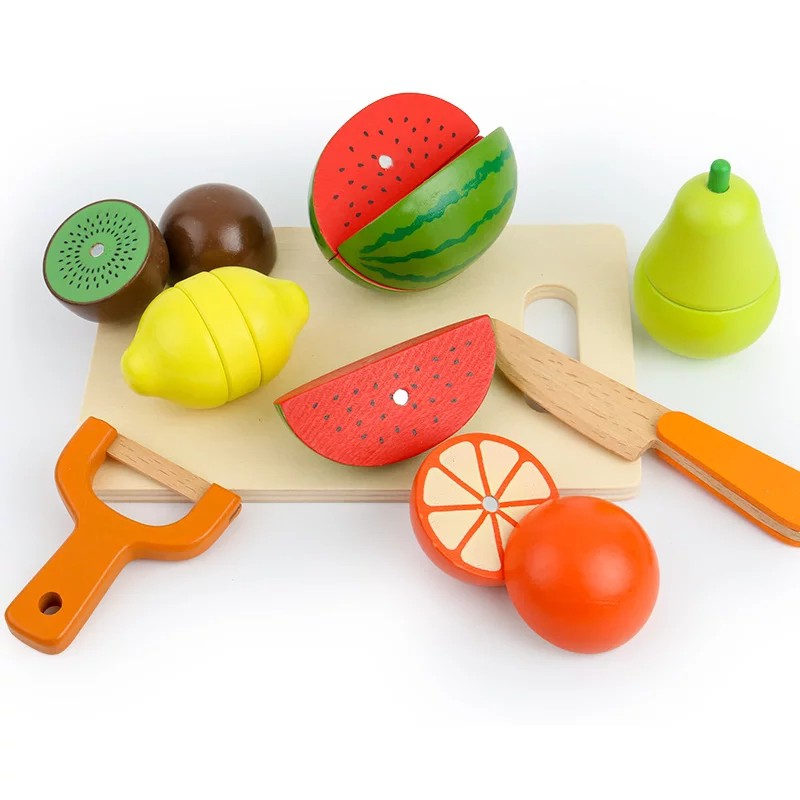 17Pcs Look At It Mainan Masak Masakan Wooden Toys Mainan Kayu Mainan Dapur Anak Perekat magnet