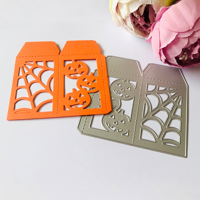 Zzz 4pcs / set Cetakan Stensil Cutting Dies Motif Labu Halloween Bahan Metal Untuk Scrapbook / Craft DIY