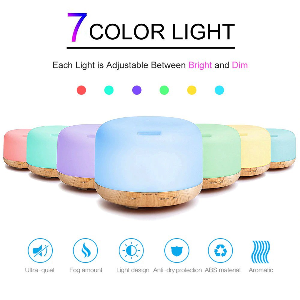 Air Humidifier Aromatherapy Oil Diffuser 7 Color 500ml with Remote Control - HK70