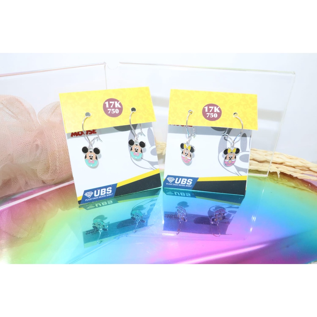 Anting Kalung Gelang Anak WG Enamel Mickey Minnie UBS 750 17K