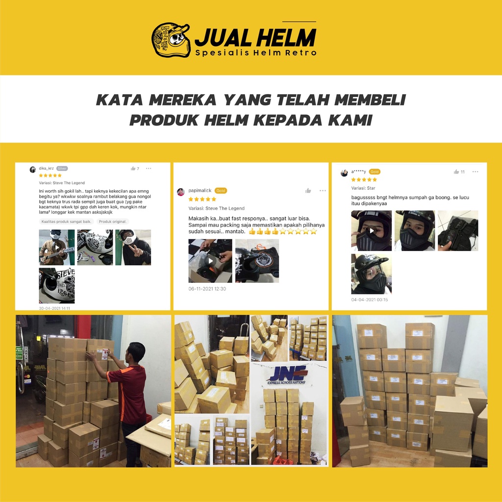 HELM CAKIL HBC POLOS KUNING DOFF ( Fullface / Retro / Klasik / Vespa )
