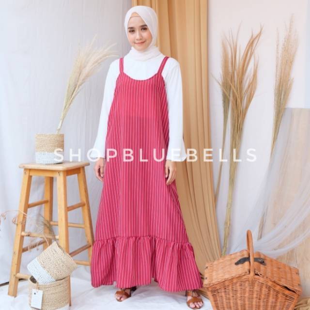 KINA STRIPES OVERALL RUFFLE - Motif Salur Garis Stripe Rempel Bawah