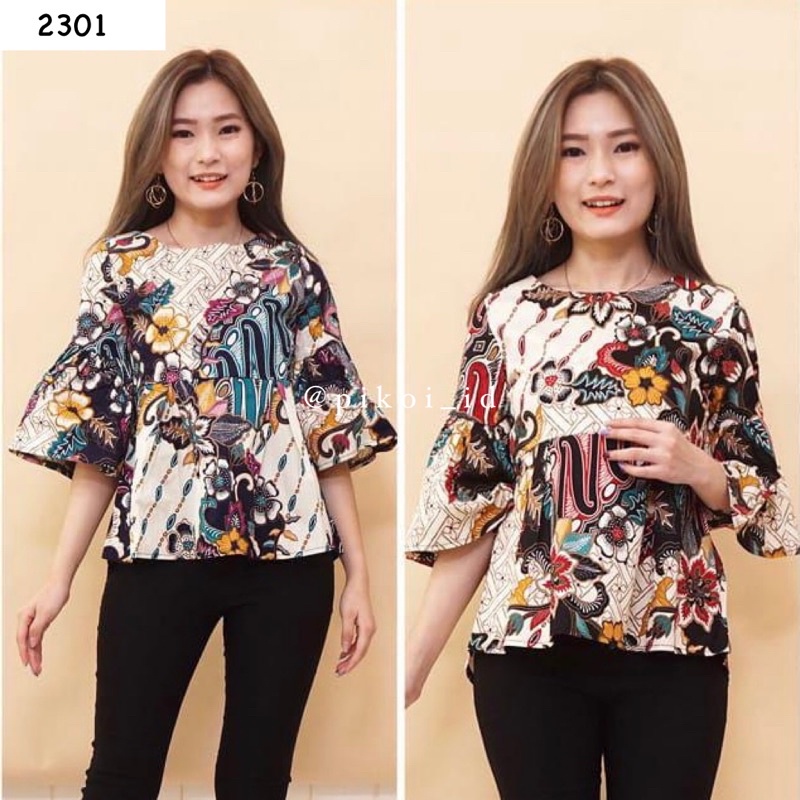 Batik murah cewek / atasan batik wanita murah / batik kantor murah / baju batik cerah wanita / 2301