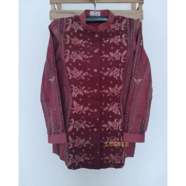 Blus batik kombinasi polos pakai furing