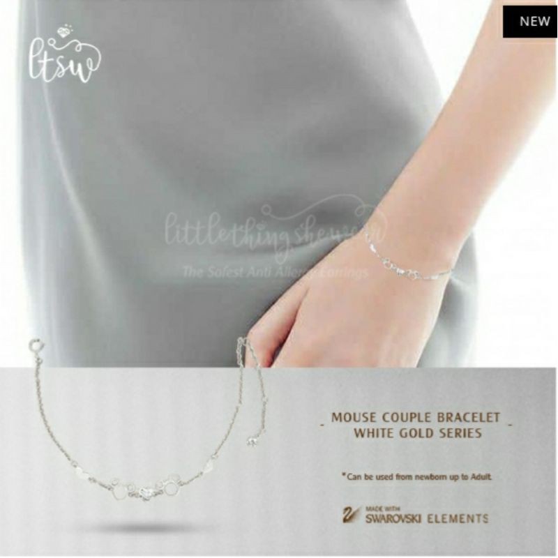 Littlethingshewear - Gelang Couple Mouse White Gold (BP)