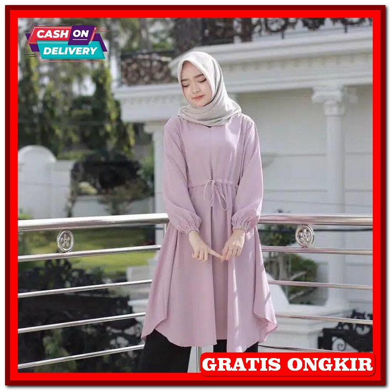 Fs - Blouse Import Bahan Rib Knit / Baju Wanita Lengan Balon Panjang / Atasan Kekinian / Korean Styl