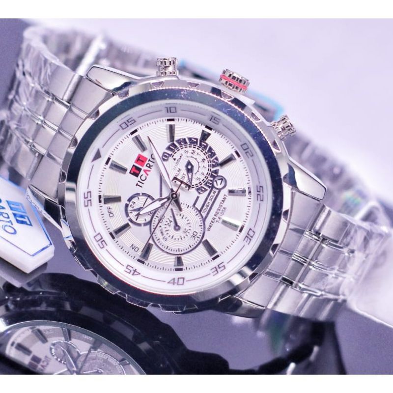 ORIGINAL TICARTO T-6155A TANGGAL AKTIF RANTAI SPORT FULL STAINLESS STEEL - JAM TANGAN PRIA - JAM TAN