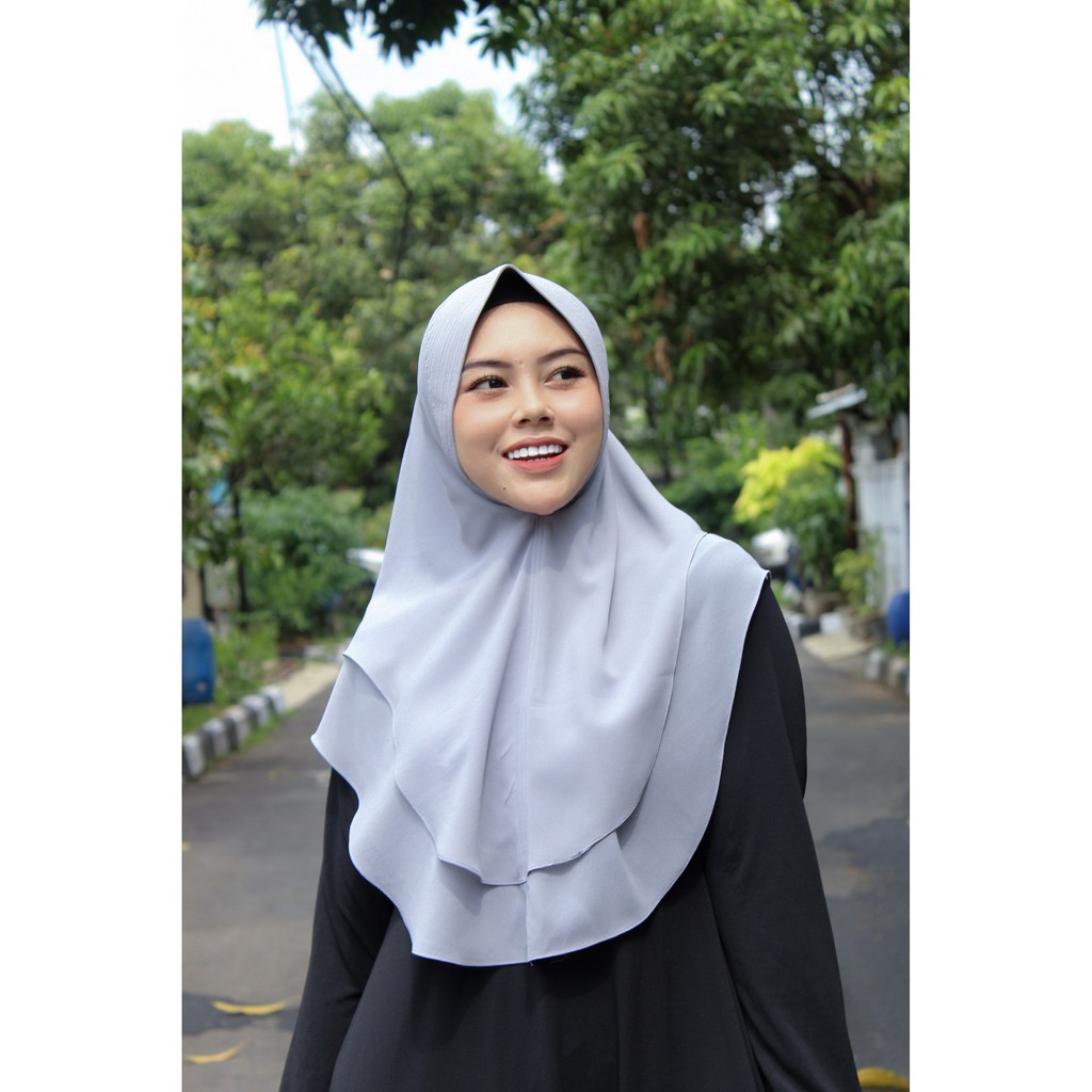 Khimar Instan 2 Layer Mini/HIJAB CERUTY OVAL/Kerudung Ceruti Baby Doll/Jilbab/Bergo M