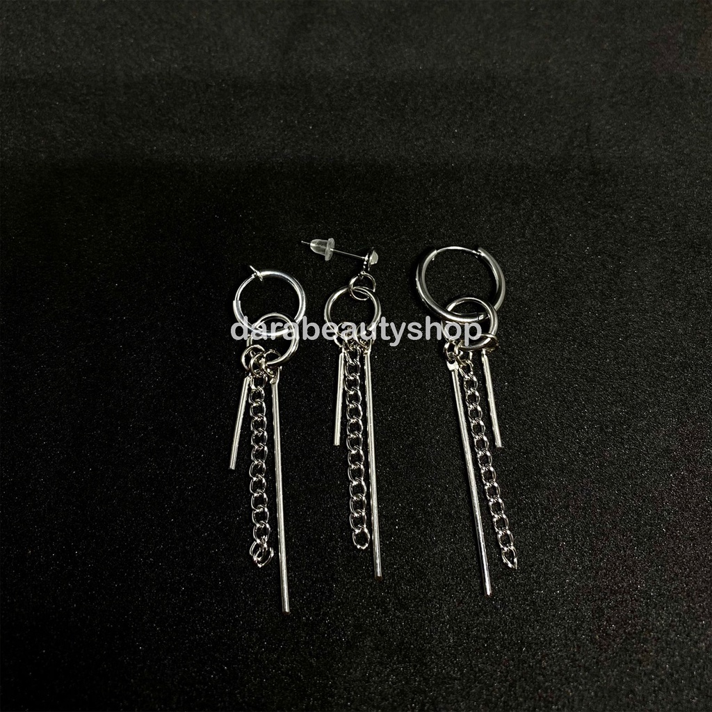 [COD] Anting Tindik/Jepit Lapis Stainless Model BTS JIMIN Bandul Batang dan Rantai Fashion Korea KPOP DARA2