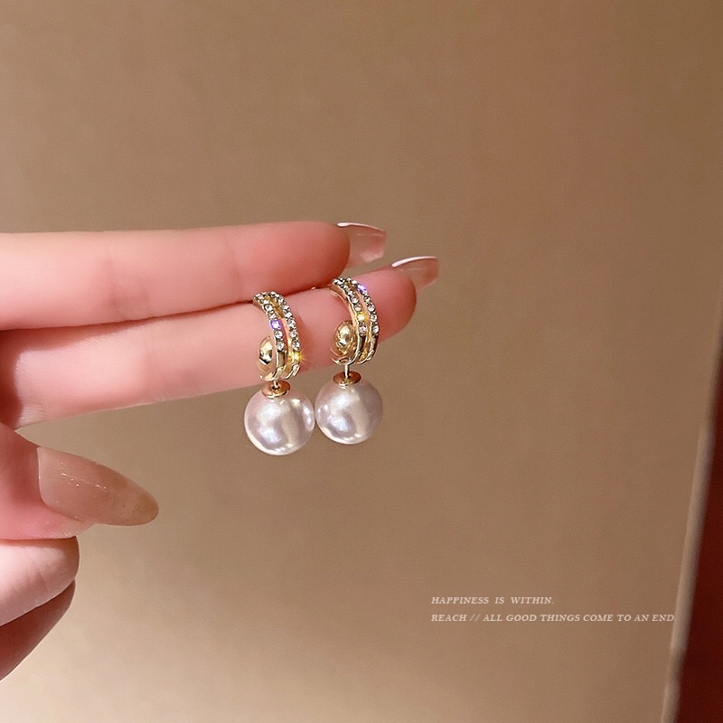 Anting Mutiara Rodium Korea Fashion Style Trending Elegan