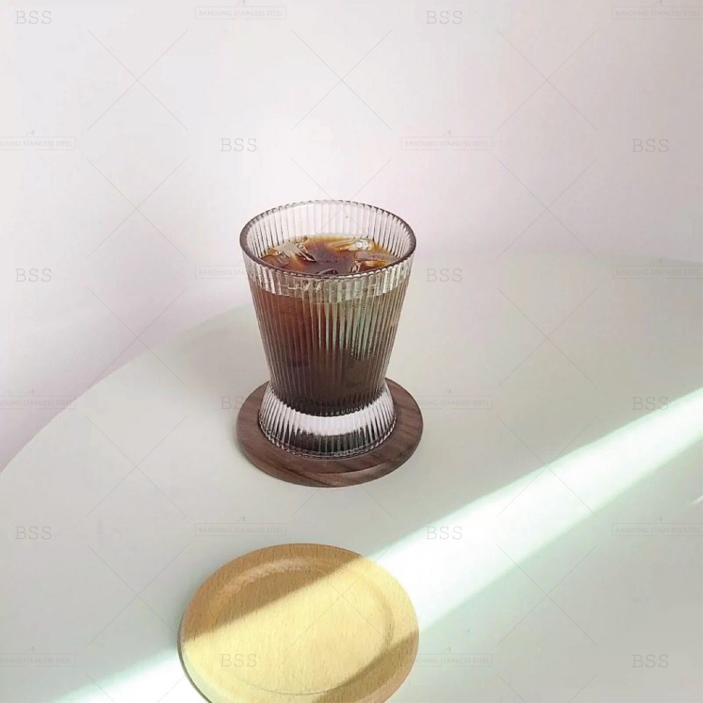 Gelas Minum 200ml Cafe Ripple Cangkir Kaca Glass Kopi Jus Motif Ikan Juice Teh Cantik Unik Simple Elegan