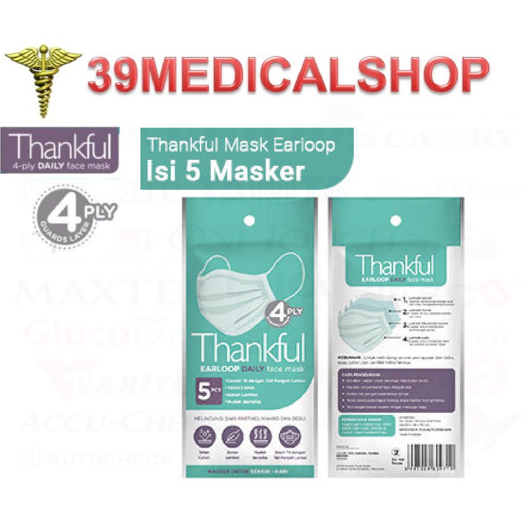 MASKER 4PLY THANKFUL BY POKANA SACHET ISI 5