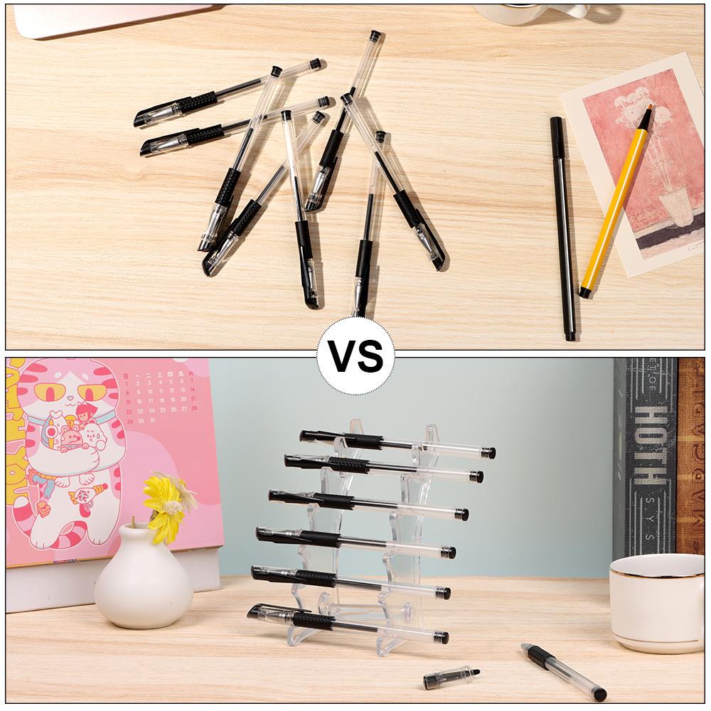 Suyo 6-Slots Clear pen organizer Brush Holder 6-Layer Stand Clear Display Berdiri