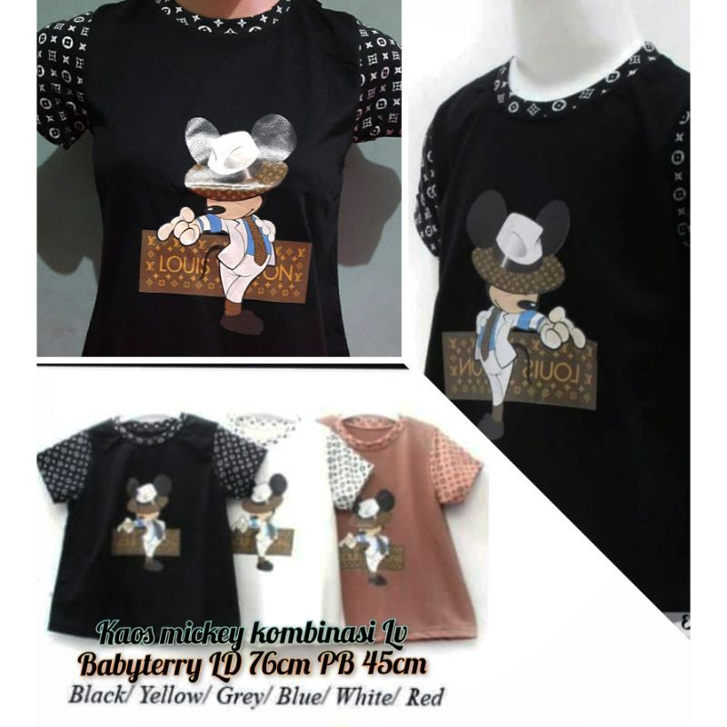 Kaos Anak kombinasi mickey LV babyterry
