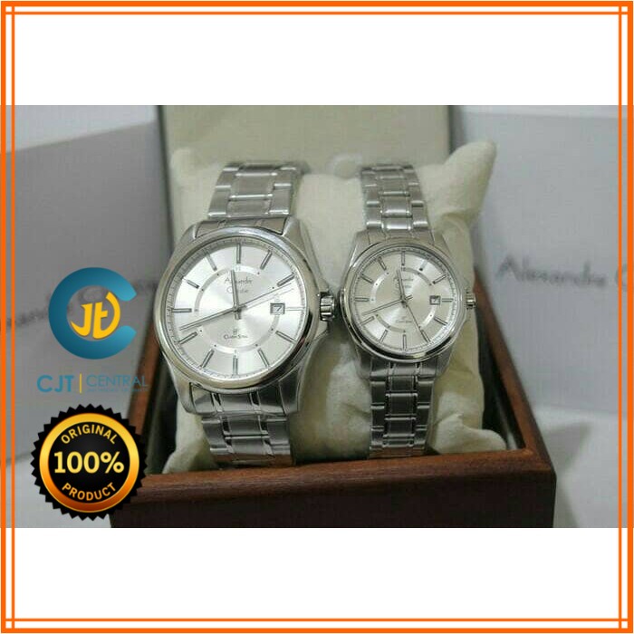 ALEXANDRE CHRISTIE AC 8502 COUPLE - SILVER - GARANSI RESMI 1TAHUN