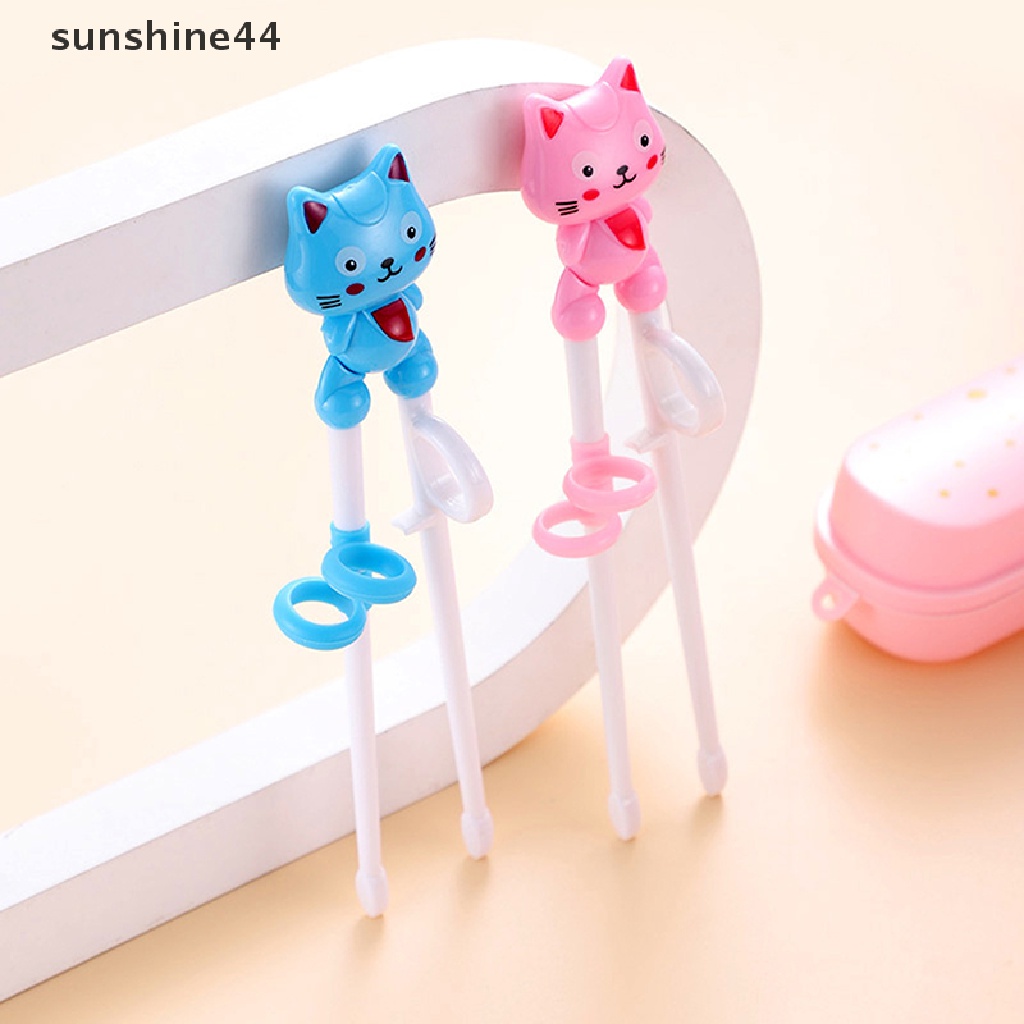 Sunshine 1 Pasang Sumpit Anak Bentuk Kepala Hewan Kartun Untuk Latihan Makan