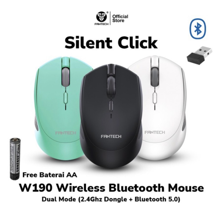 Mouse bluetooth Silent Click Fantech W190 Dual Mode Mouse wireless