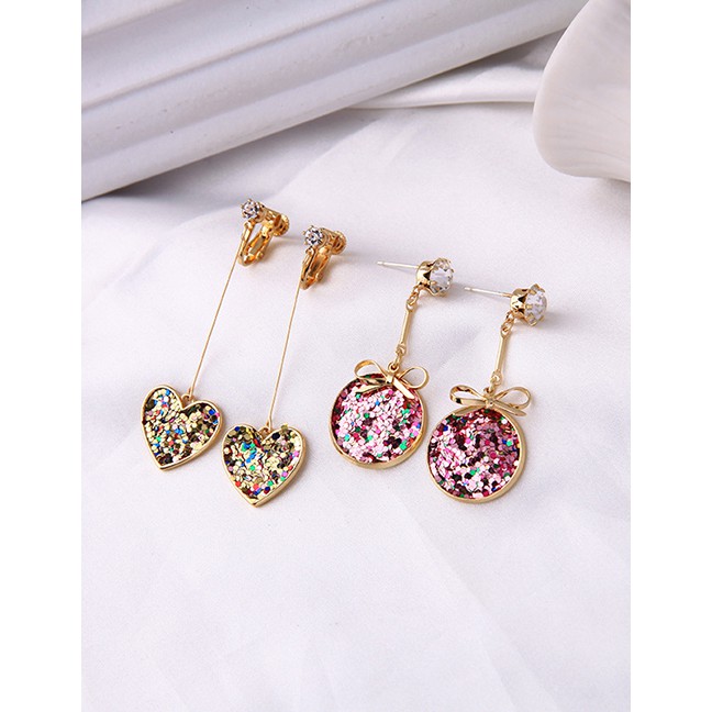 LRC Anting Tusuk Fashion Round Gold S925 Sterling Silver Geometric Love Earrings D17368