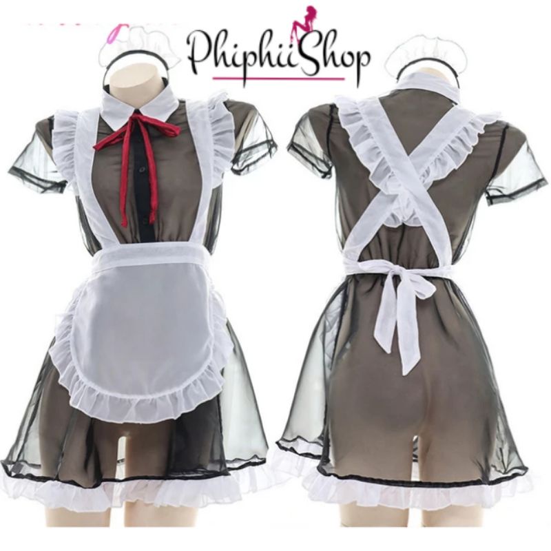 PREMIUM Costume Lingerie French Maid Apron Set Seragam Pelayan Pembantu