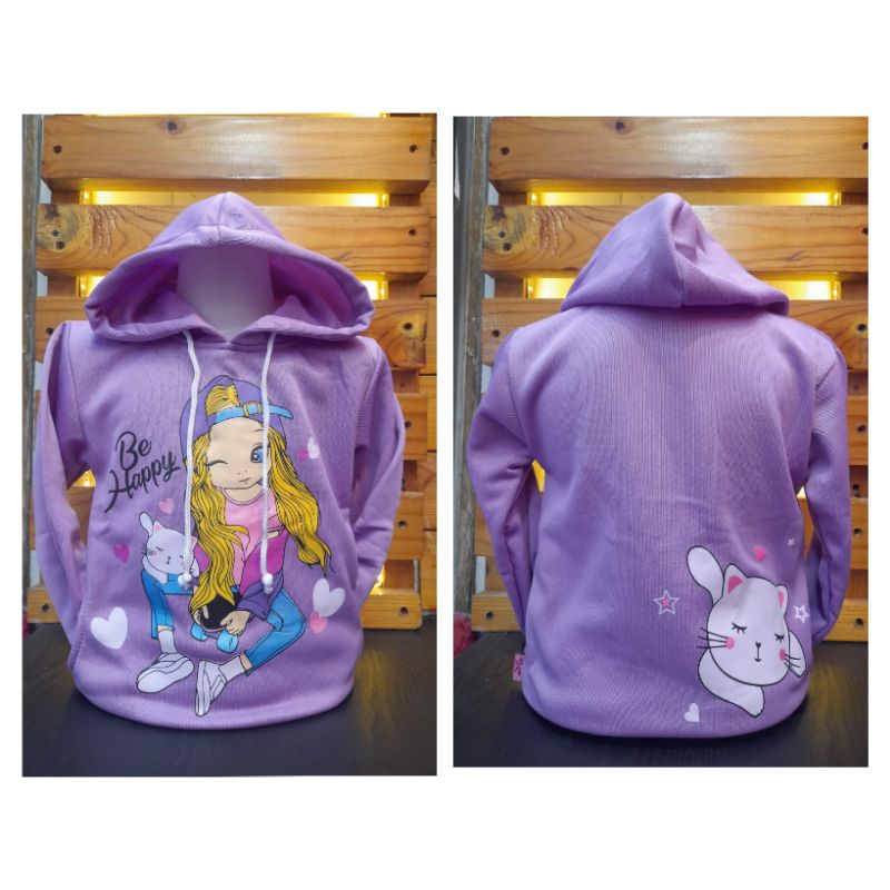 Model Terbaru - Sweater Anak Perempuan Karakter Be Happy Girl - Boyband Bts Tini Tan - Kids Sweater/