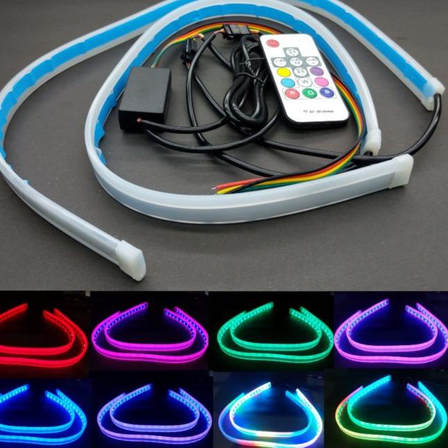 kado Lampu LED DRL Alis Flexible 60 CM Flexibel 60CM RGB Remote Mobil ptjx65