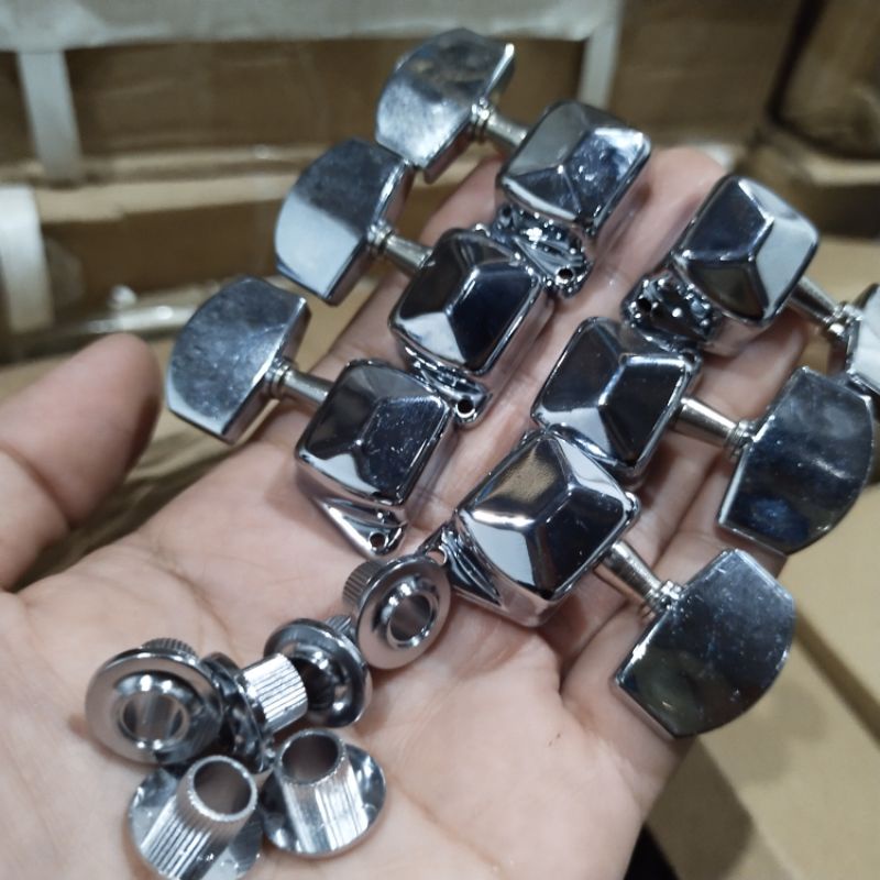 Dryer Gitar Chrome / Dryer Gitar Kaleng / Puteran Gitar kaleng / Puteran Gitar Peg gitar 3 L 3 R / P
