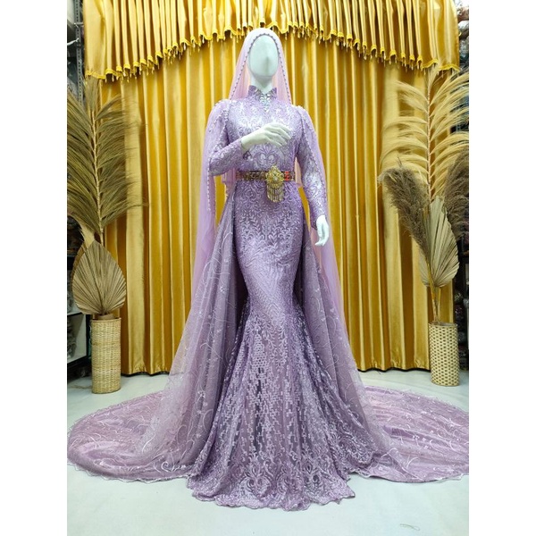 TERBARU//GAUN PENGANTIN  SLIM BEREKOR MEWAH//GAUN PENGANTIN SLIM BEREKOR FULL PAYET