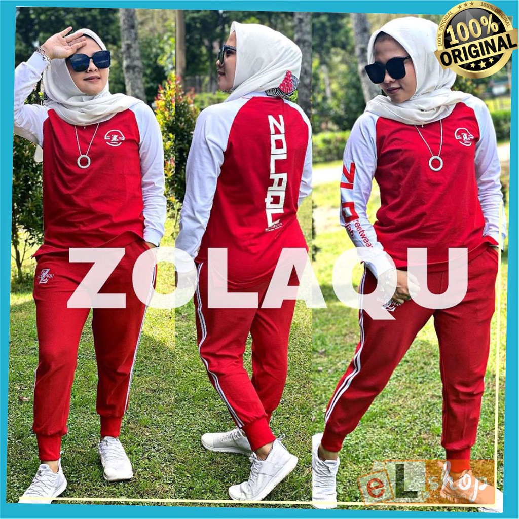 SETELAN KAOS DAN CELANA TRAINING ZOLAQU ORIGINAL 100% ORI TREND FASHION BUSANA MUSLIM ATASAN WANITA 
