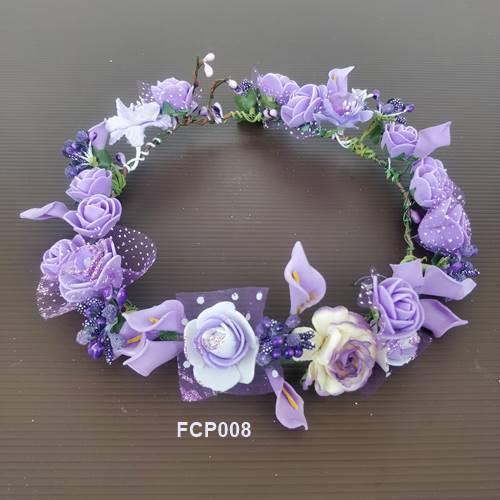 [SIAP KIRIM] AKSESORIS BRIDAL SHOWER BRIDESMAID FLOWER CROWN UNGU FCP008