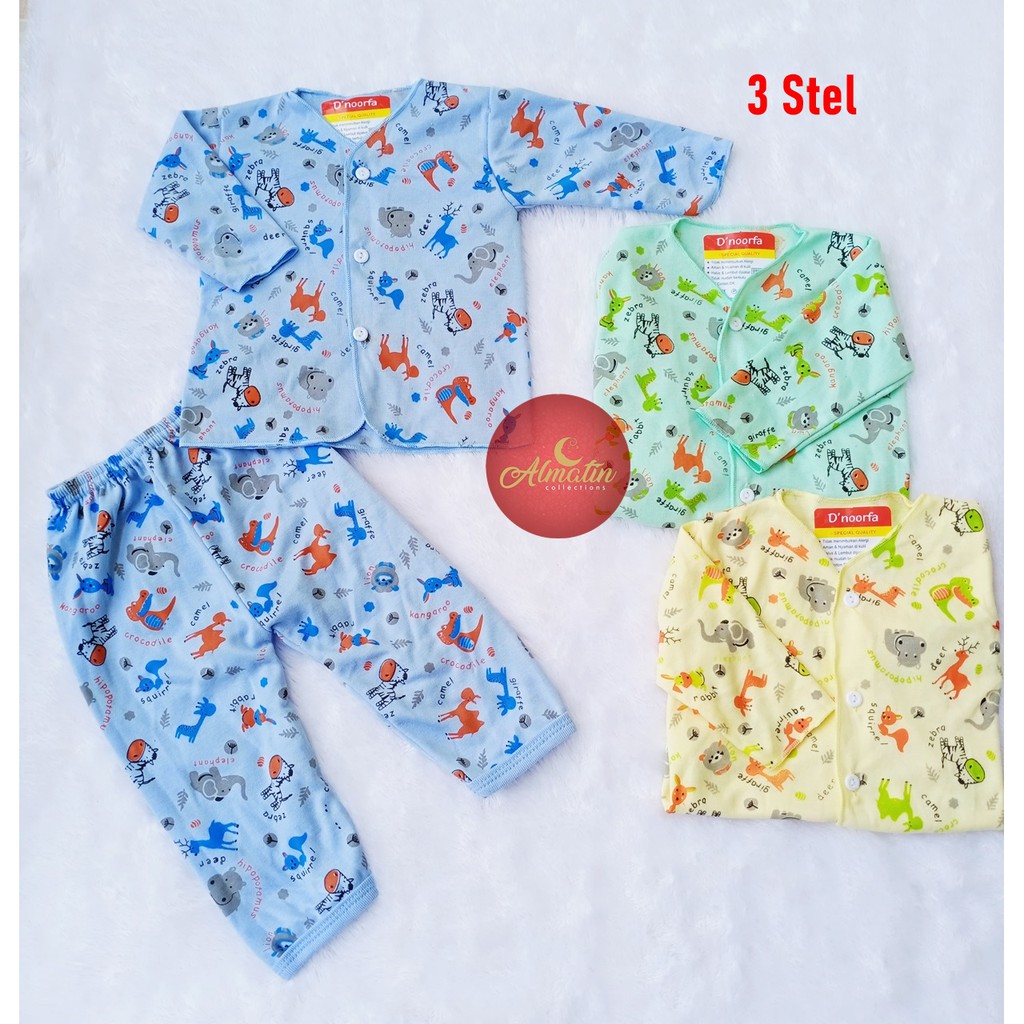 3 SET Setelan Baju Bayi Panjang+Celana Panjang Motif Animal/baju anak laki-laki/perempuan