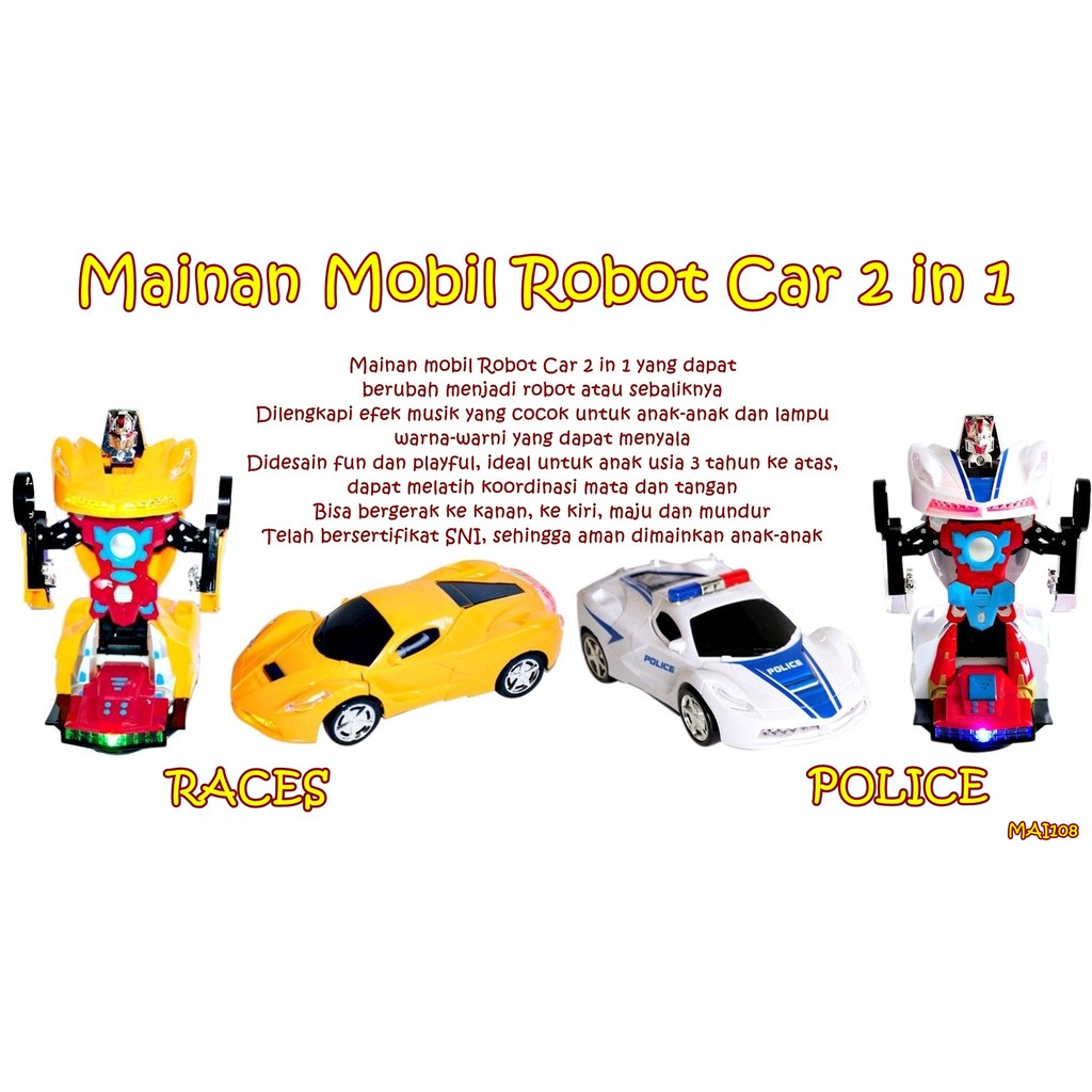 MAI108 MAINAN MOBIL ROBOT CAR 2 IN 1