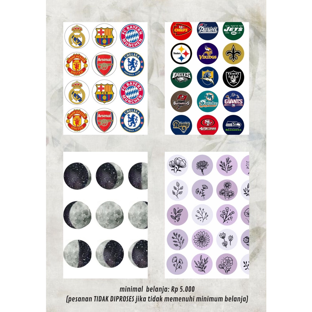 

round sticker football NFL scrapbook journal/laptop/hp/kamar dinding (stiker)