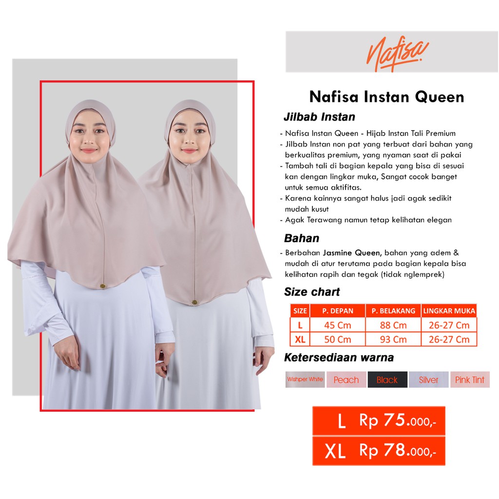 Hijab Instan Queen Tali Premium - Hijab Nafisa - Jilbab Remaja Jilbab Instan Queen