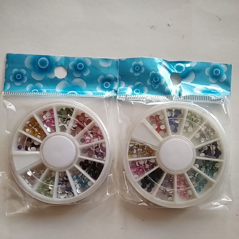 Manik-manik 3mm untuk Nail Arts/Dekorasi Henna/Rhinestone/Rhinestone 12 warna/Manik-manik 12 warna