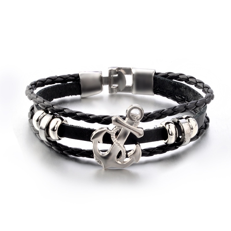 Simple Handmade Personality Wild Anchor Bracelet Bracelet Bracelet Men and Women Leather Cord Bracelet