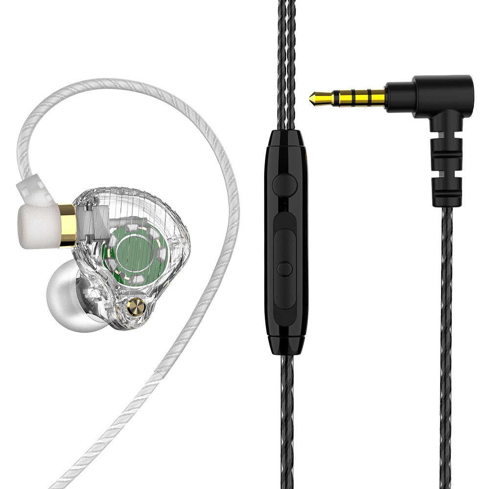 Qkz Sk3 Headset Earphone Kabel Dual Driver Stereo Bass Dengan Mic Untuk Olahraga Lari