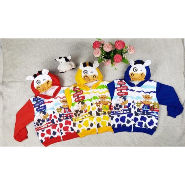 Jaket bayi topi sepeda motor motif sapi jerapah kelinci / jaket bayi topi